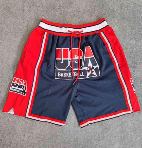 Mm Masmig Navy 1992 Usa Dream Team Shorts de basquete bordados com bolsos 1590198