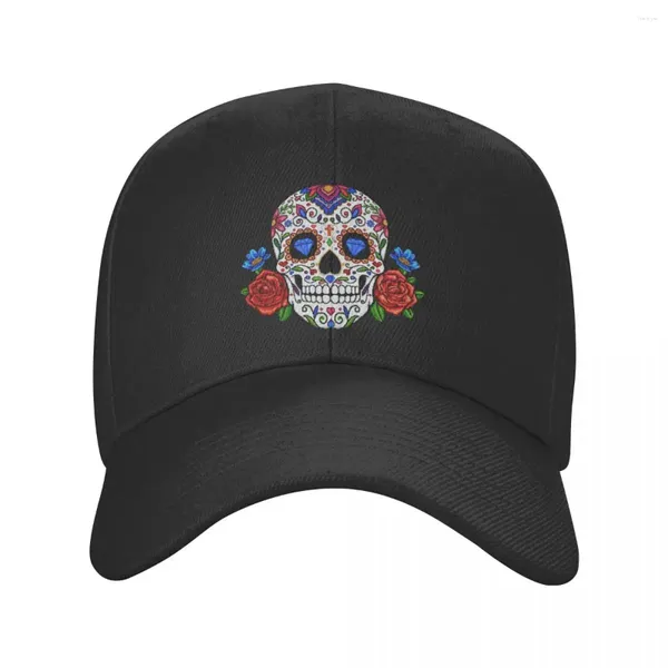 Top Caps Moda Meksika Çiçek Gül Kafatası Beyzbol Kapağı Kadınlar Erkekler Nefes Alabilir Baba Hat Spor Snapback Trucker Hats