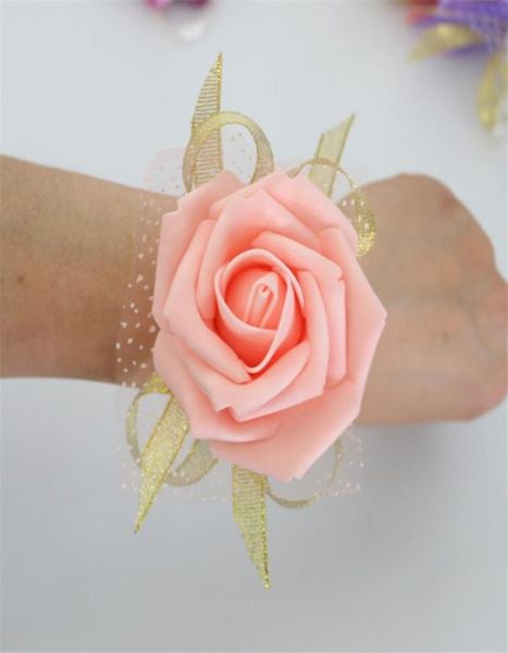 Braut Brautjungfer Handgelenk Blumen Corsage Brautjungfer Schwester Handblumen Hochzeitsball Künstliche Seidenblume Armband 5051259