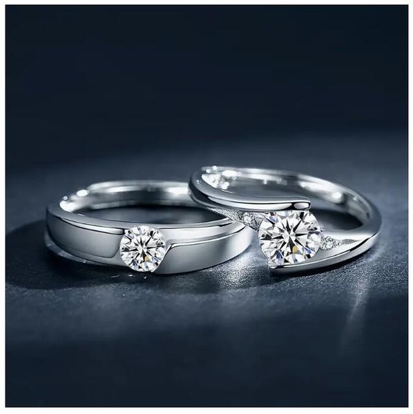 Verlobungsringe Eheringe Sets Männer Frauen Schmuck Paar Ringe Set mit Diamanten 925 Silber Hämatit Zirkon Liebesring