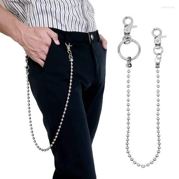 Chaveiros 64cm longo contas de aço inoxidável carteira cinto corrente punk calças hipster calça jean chaveiro anel clipe acessórios