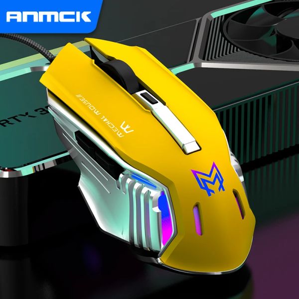 Fareler Anmck RGB Oyun Fare Kablolu Bilgisayar Mause USB USB 6 Düğmeler Ayarlanabilir DPI LED Optik Ergonomik Sessiz Oyuncu PC dizüstü bilgisayarlar için