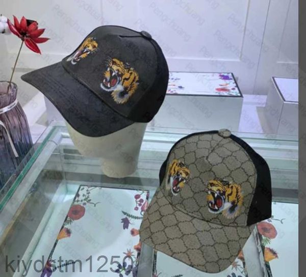 Designer bola boné chapéus homens mulheres bonés de beisebol tigre bordado casquette chapéu de sol com letra preto marca de moda i57d