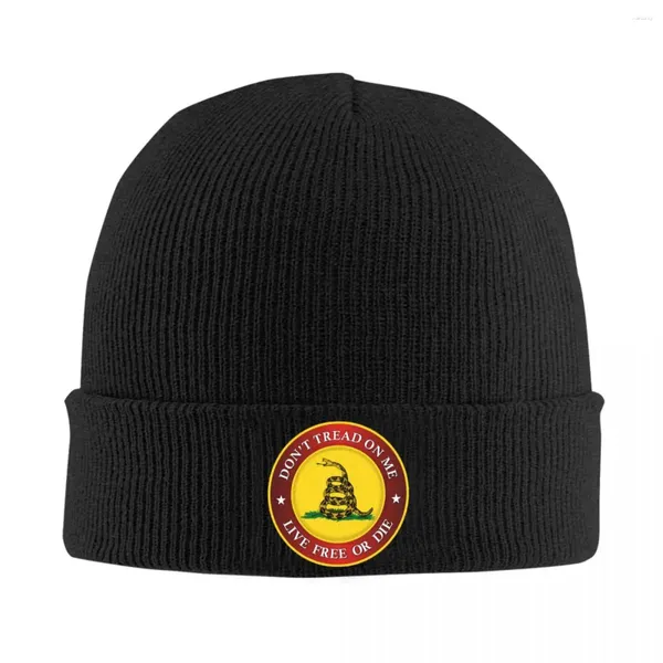 Berets Don't Tread On Me Beanie Cap Unisex Winter Warm Bonnet Homme Strickmützen Hip Hop Outdoor Ski Gadsden Flag Skullies Beanies Hat