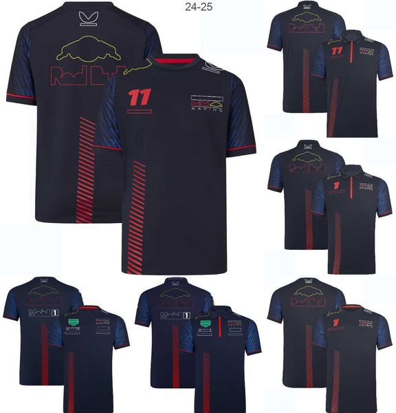 Homens camisetas 2023 F1 Mens Team Polo Camisa T-shirt Fórmula 1 Racing Terno T-shirt 1 e 11 Driver Fan Top Camisetas Jersey Moto Roupas de Motocicleta