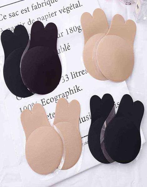 5 pezzi reggiseni push up in silicone autoadesivo senza spalline reggiseno invisibile riutilizzabile seno appiccicoso sollevare reggiseno a forma di coniglio cuscinetti copri capezzoli 7010985