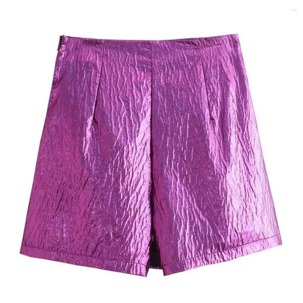 Calças femininas simples cor sólida skort elegante cintura alta plissado shorts para mulheres outono inverno mini saia streetwear nó