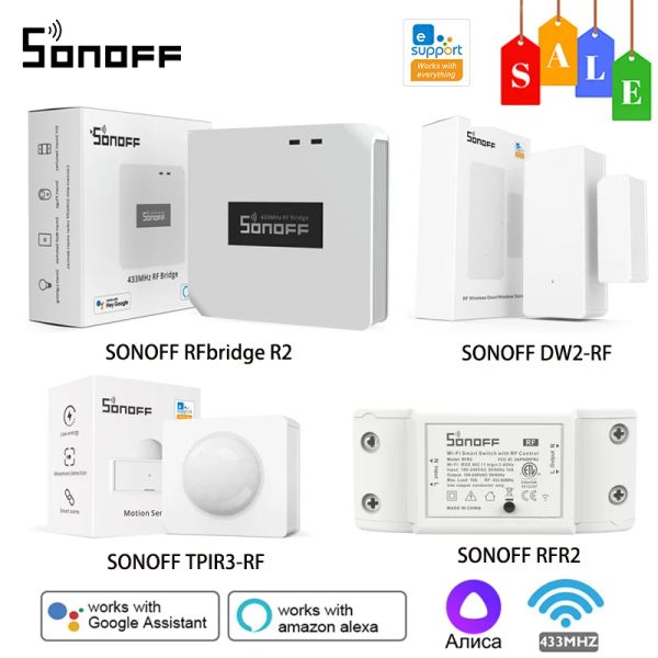 Controllo SONOFF RF Bridge R2 433 MHz DW2 Porta Finestra PIR3 Sensore di movimento SONOFF RF Sensor Kit funziona con l'APP eWeLink Google Home Alexa