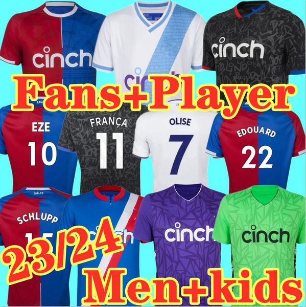 23 24 Olise Crystal Soccer Jerseys Zaha Eze J.Yew 2023 2024 Home Away Top Palace Football Kit Bentek