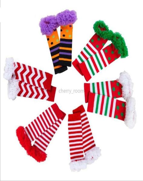 Weihnachten Infant Mädchen Bein Wärmer Neue Hochwertige Baumwolle Baby Socken Mode Streifen Punkte Spitze Gaze Bein Warme Kinder Strumpfhosen Wärmer S8515055