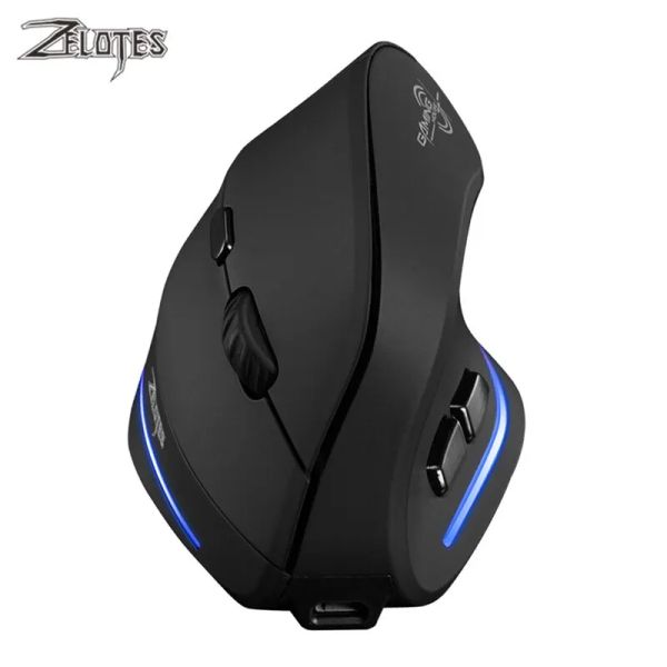 Mouse ZELOTES F35 Mouse verticale Mouse da gioco wireless ricaricabile da 2,4 GHz Mouse da gioco ottico ergonomico a 6 pulsanti 2400 DPI per PC portatile