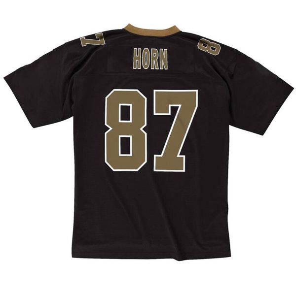 Jersey de futebol costurado 87 Joe Horn 2005 malha preta retro rugby jerseys homens mulheres e jovens S-6XL