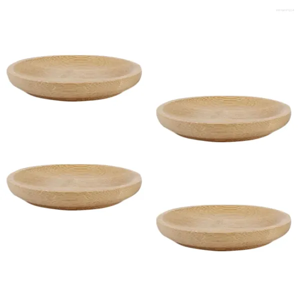 Conjuntos de louça 4 Pcs Bambu Criativo Pequeno Prato Molho Tigelas Aperitivos Tempero Prato Redondo Dip