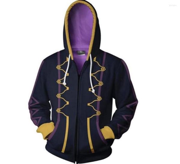 Men039s Felpe con cappuccio Fire Emblem Awakening Heroes Robin Daraen Cosplay Felpa con cappuccio Nero Zip Up Cappotto con cappuccio Costume Jacket5732099