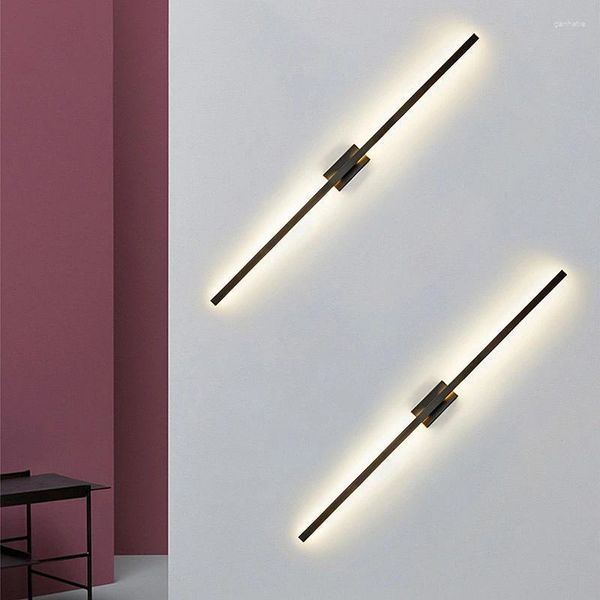 Lampada da parete moderna LED lungo tubo lineare minimalista L60/80/100cm braccio oscillante striscia applique camera da letto specchio da comodino luci apparecchio