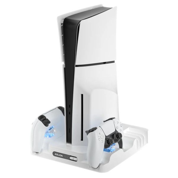 Stands Stand Cooling Station con console di gioco con slot di gioco di ricarica a doppio controller per accessori per console di gioco Slim PS5