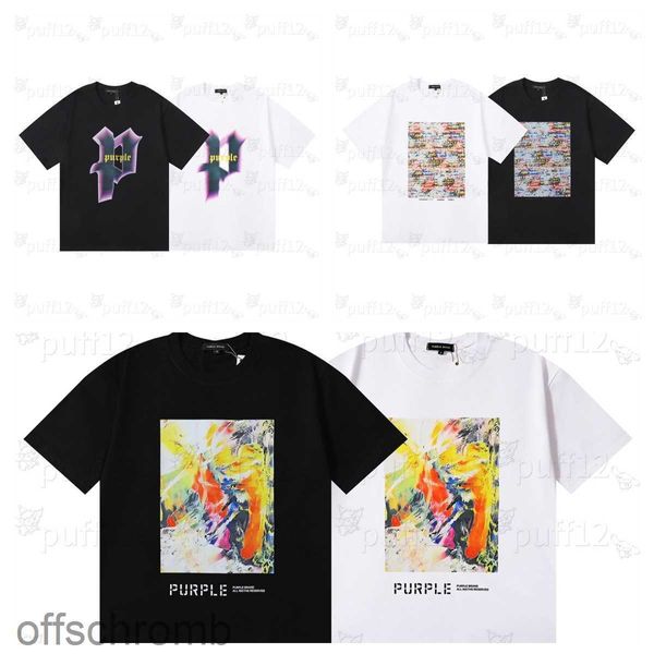 Maglietta da uomo di marca Viola Abbigliamento di marca Camicia di cotone Graffiti Evil Divertimento Alfabeto colorato Stampa Schizzo Pittura a olio Modello Street Hip Hop Top allentato 5YN4