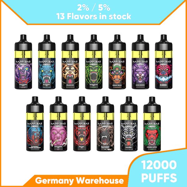 Happ Bar 12000 Puffs Einweg-Vape Neue wiederaufladbare E-Zigarette Typ C Original Vaper 2% 5% Nic Fruit Flavoured 12k Puff Bar 10 Geschmacksrichtungen auf Lager