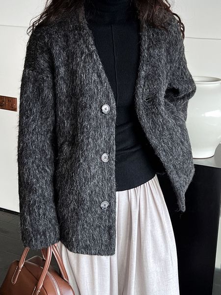 Дизайнерский силуэт, элитный пиджак с длинными волосами, элитный женский модный шерстяной пиджак с V-образным вырезом