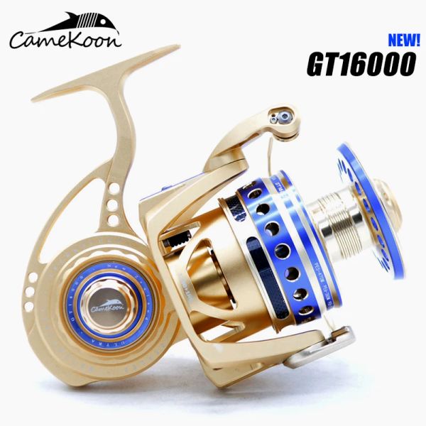 Carretilhas Camekoon Carretel de Atum Todo Metal 30kg Carbono Arraste Spinning Bobina 12 + 1 Rolamentos de Esferas Totalmente Selado Água Salgada para Mar Grande Jogo Pesca