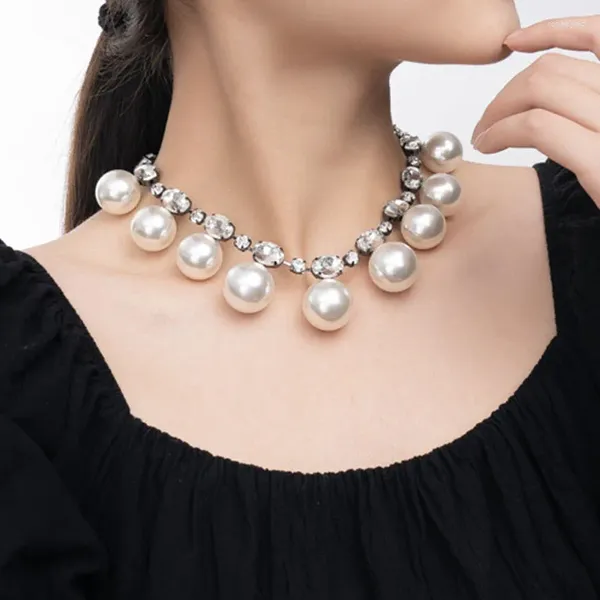 Цепочки, женский комплект украшений с жемчугом, многослойное ожерелье-чокер из искусственного камня, белые комплекты для женщин и девочек, свадебные и тематические вечеринки