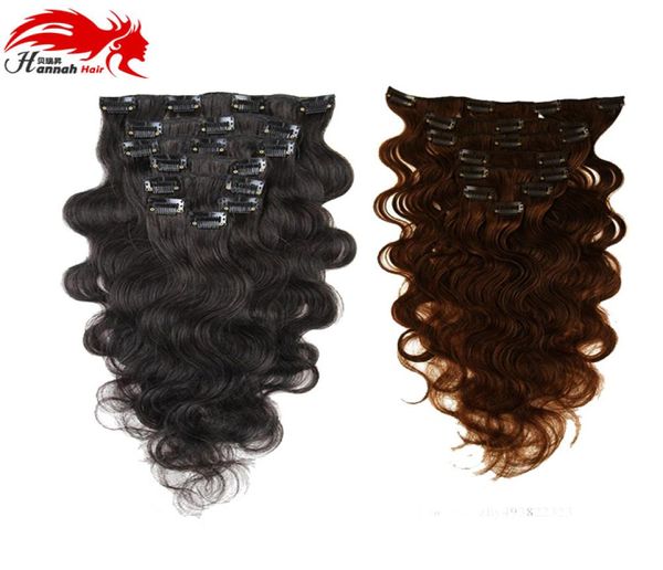 Ханна, бразильская заколка для наращивания человеческих волос, объемная волна, заколки для чернокожих женщин, набор из 7 предметов, бразильская заколка для волос, наращивание1786957