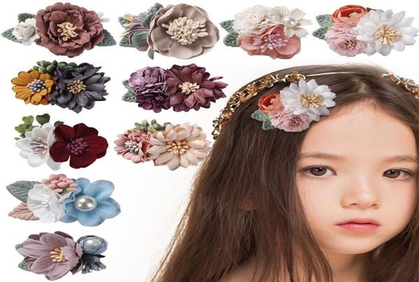 Bebê meninas flor artificial presilhas crianças florais grampos de cabelo princesa menina hairpin barrette crianças acessórios para o cabelo 3pcsset9270818