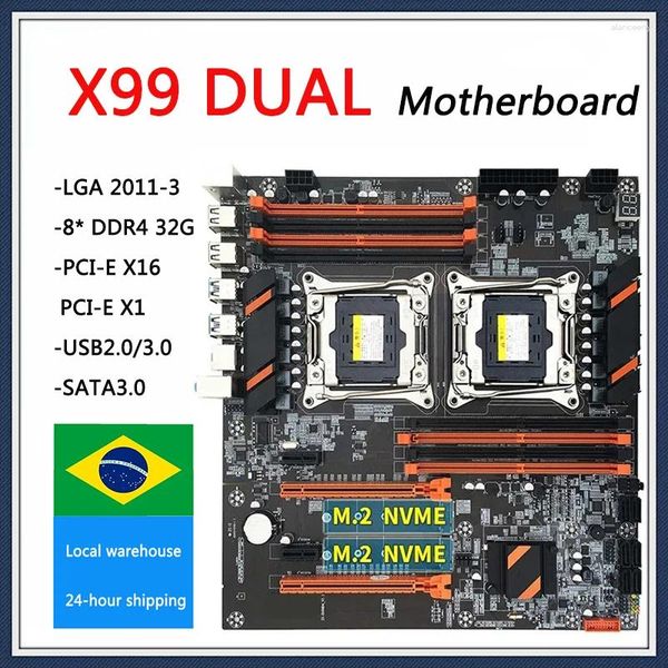 Schede madri Scheda madre X99 Dual CPU M.2 LGA 2011 V3 E-ATX USB3.0 SATA3 8 DIMM DDR4 Supporto slot per processore Xeon 2011-3