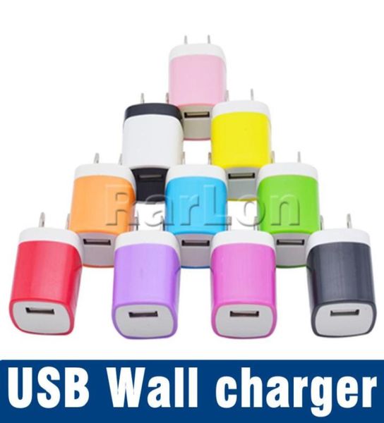 Adattatore da viaggio per caricabatterie da muro 5V 1A Caricatore USB per casa colorata con spina americana per telefono Android Tablet PC Versione universale USA1778699