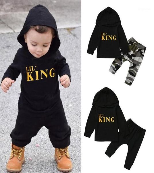 Yürümeye başlayan çocuk bebek erkek bebek mektup kapüşon tişört üstleri kamuflaj pantolon kıyafetler kıyafetler set yüksek kaliteli vetement enfant fille w8061844234