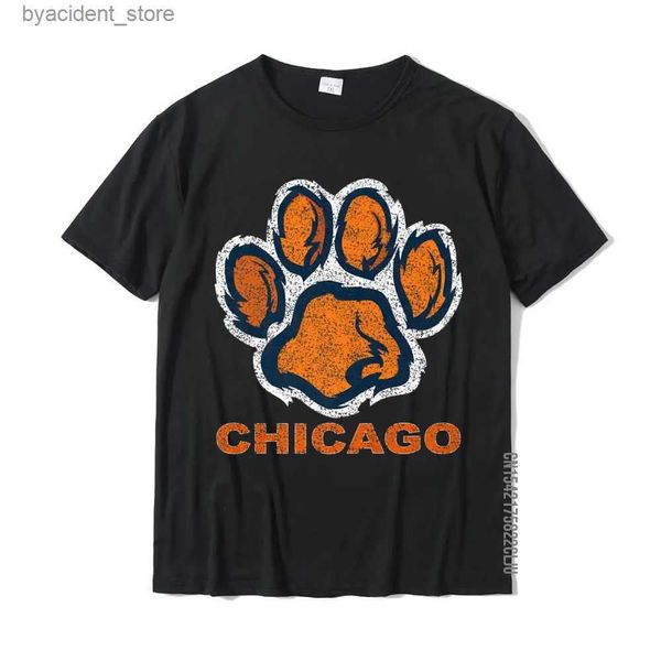 Herren T-Shirts Lustige Vintage Fuß Pfote Bär Orange Chicago Geschenke T-Shirt Plain Männer T Shirt Angepasst T-shirts Baumwolle Gedruckt L240304