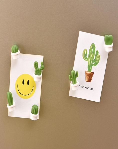 6pcs Cactus Buzdolabı Mıknatıs Buzdolabı Sticker Etli Manyetik Set Sevimli Reçine Bitki Süsleme Ev Mutfak Dekorasyonu 3099456