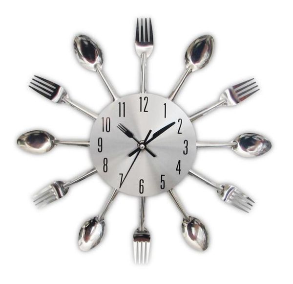 Orologi da parete da cucina in metallo moda 2019 nuovi arrivi creativo cucchiaio forchetta quarzo europeo design moderno orologi decorazioni per la casa Y2001102547714