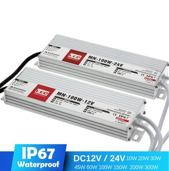 Driver de LED DC12V 24V IP67 Transformadores de iluminação à prova d'água para luz externa 12V fonte de alimentação 10W 20W 30W 45W 60W 100W 200W 300W7485229