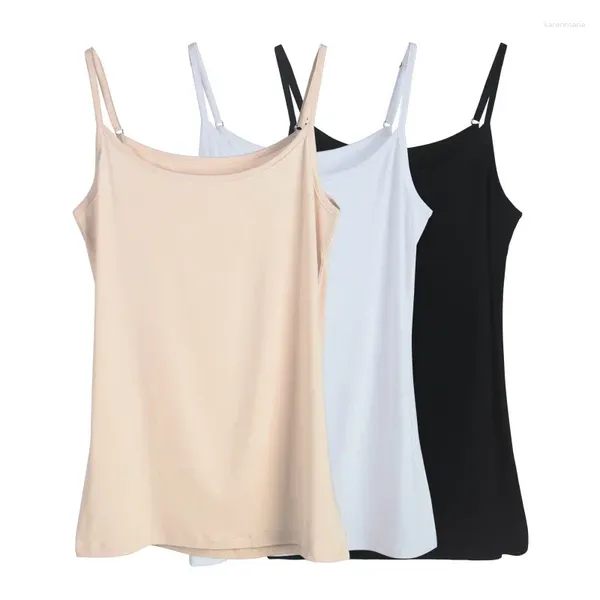 Camisoles Serbatoi Camis femminili Camis in cotone Solido Sexy Chiffon selvaggio Top senza maniche Strap Basic Donna Gilet estivo Canotta Crop Color 2024