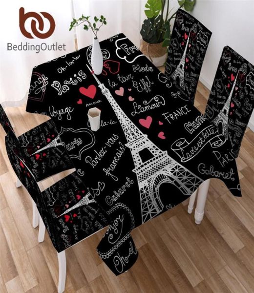 BeddingOutlet França Torre de Paris Toalha de Mesa À Prova D 'Água Toalha de Mesa de Jantar para Mesa Retangular Letras Românticas Capa de Mesa T20074719607