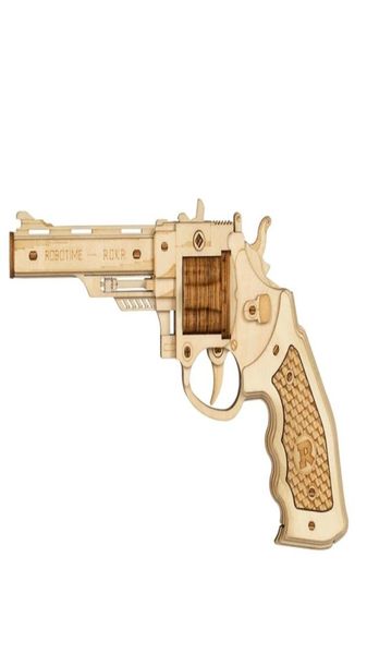 Robotime 3D деревянная головоломка с резиновой лентой Пистолеты Justice Guard Игрушка Corsac M60 для подростков Забавная игра на открытом воздухе Шутер Подарки LQ401 2103305997310