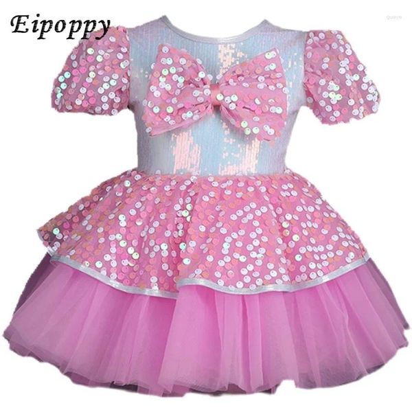 Сценическая одежда, детское марлевое платье, костюмы для девочек, цельная юбка-петти с розовыми блестками для выступлений, милая принцесса для танцев для малышей