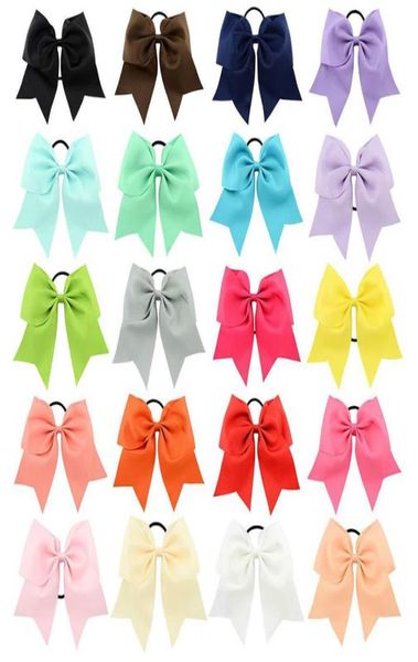 8 pollici grande pianura solido cheerleader fiocchi di nastro grosgrain cheer archi cravatta bambini fascia elastica ragazze fascia per capelli in gomma accessori per capelli5334330