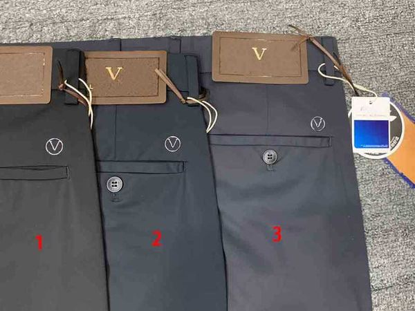 Мужские брюки Дизайнерские роскошные классические брюки LLL Бизнес Прямые брюки из трикотажного полотна Повседневные модные брендовые однотонные леггинсы Черный 3 Одежда K1A4