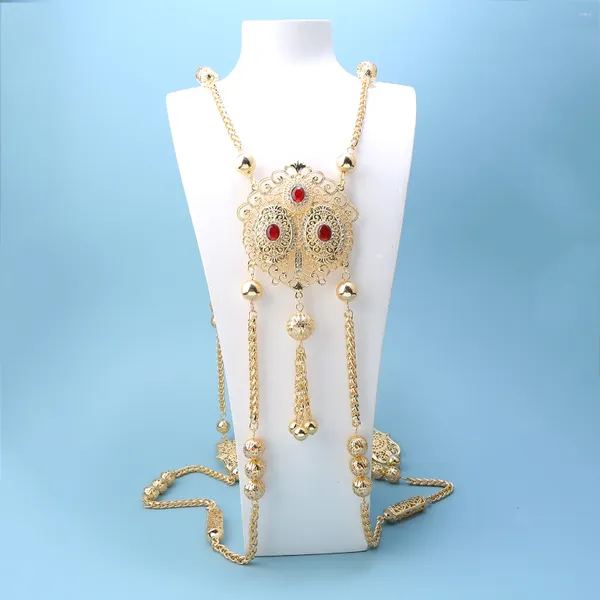 Ожерелья с подвесками, шикарные марокканские свадебные украшения для тела, алжирские женские цепочки на плечо, арабское свадебное длинное ожерелье для женщин