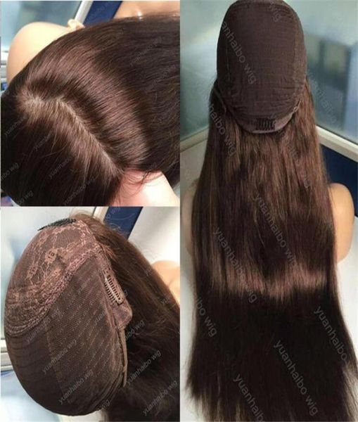 8a grau cabelo humano cor marrom 4 sheitels 4x4 seda topo perucas judaicas melhor cabelo virgem europeu kosher perucas sem tampa 8410972
