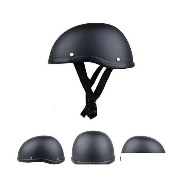 Capacetes de motocicleta Capacete para Vintage Metade Face MTB Bicicleta Cruiser Scooter Matte Black Acessórios Casco Moto Drop Delivery Mobiles Mo Dhjgd