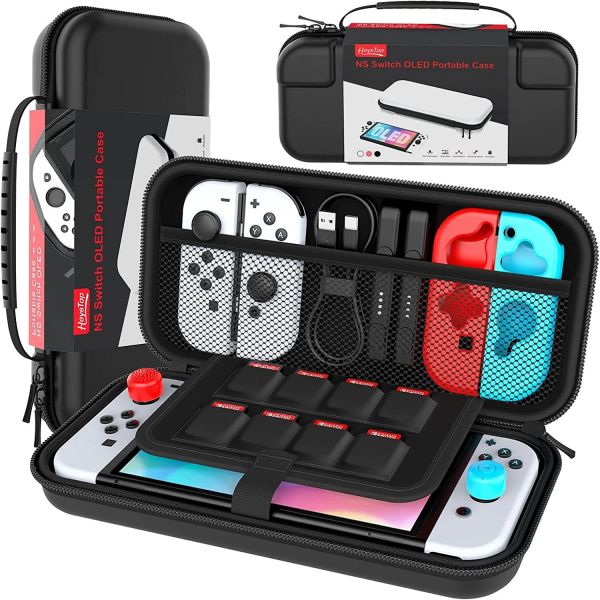 Sacos heystop saco para nintendo switch protetor duro portátil caso de viagem bolsa escudo, saco de armazenamento para switch oled game console