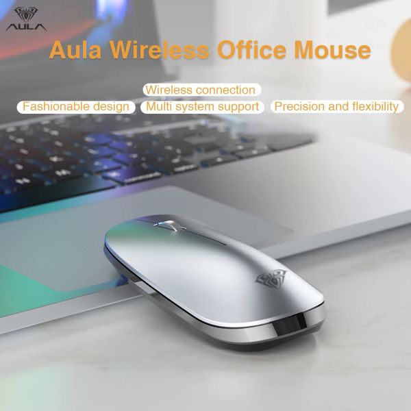 Mäuse AULA SC800 Kabellose Maus Bluetooth USB 2400DPI 2,4 GHz Optische Stummschaltung Ergonomische tragbare ultradünne kabellose Mäuse für das Home Office