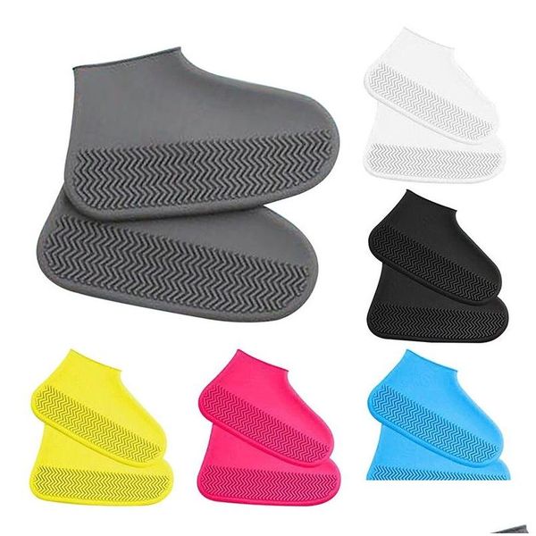 Capas de chuva 6 cores reutilizáveis unissex à prova d'água sapato ers protetor antiderrapante resistente à água overshoes sil borracha er protetores para Dhakc