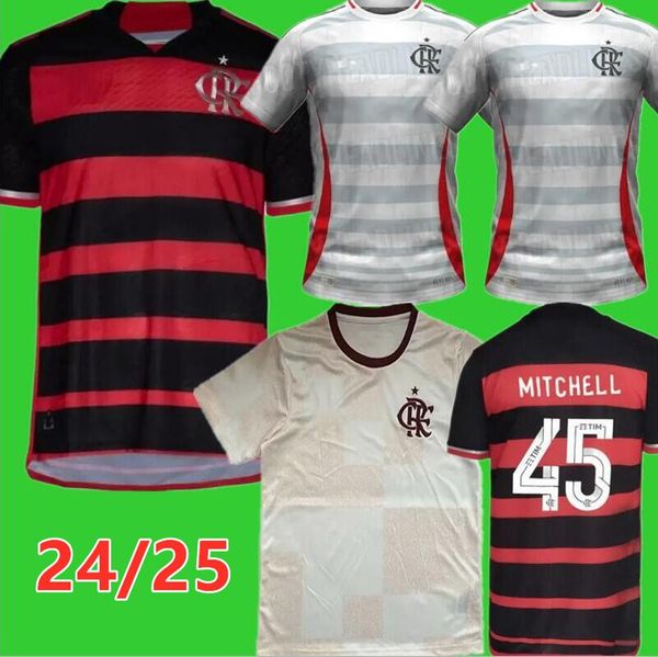 Camisas de futebol flamengo 2024 2025 Vidal de Arrascaeta Gabi Futebol Camisa Pedro B.Henrique E.Ribeiro Camisa Jogador Versão 24/25 Gerson Outubro Rosa Pink David Gabi