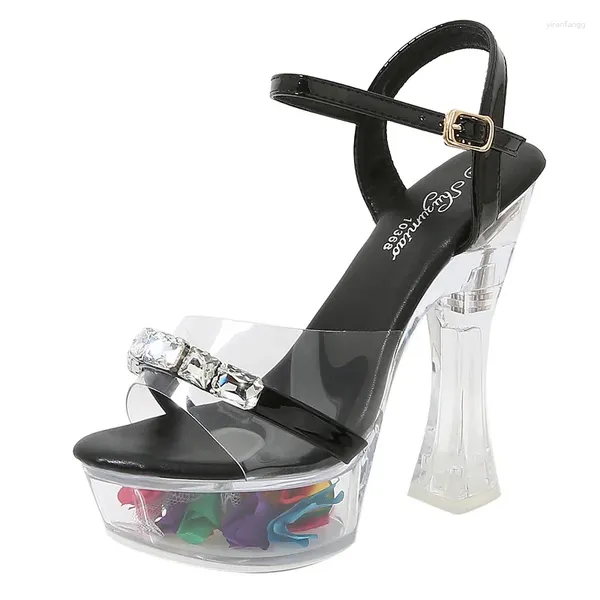 Sandali da donna con plateau cristallino scarpe da ballo con fiori sexy party 2024 LFD-10365-80