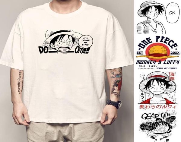 Men039s camisetas de uma peça anime japonês unissex camisa luffy zoro nami camiseta masculina premium manga curta roupas fashionshirt o 8715184