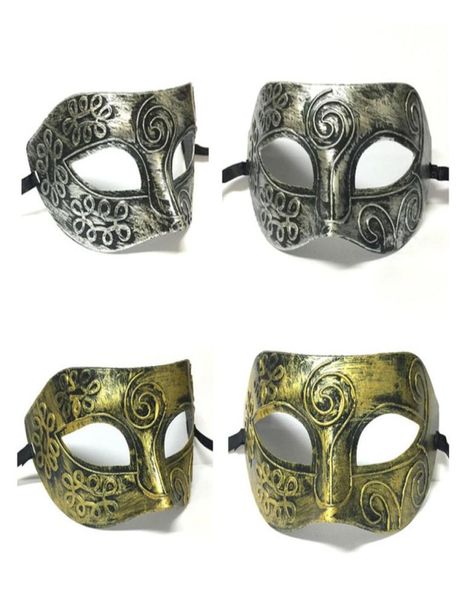 Ouro e prata retro máscaras venezianas gladiador romano máscara de festa de halloween homem mulher crianças carnaval masquerade mask3677894